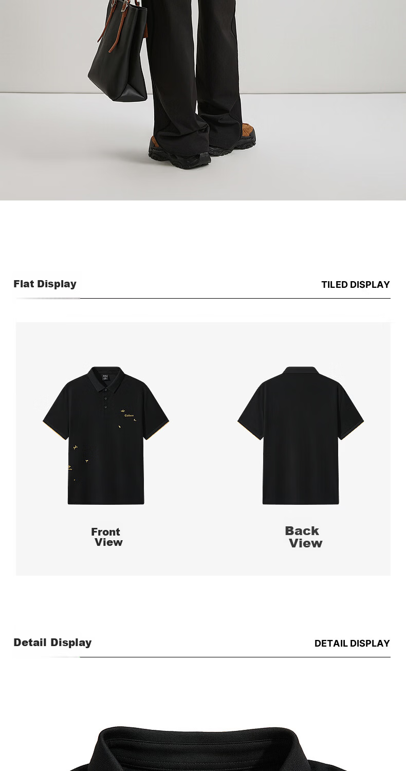 CABBEEN 200G Sorona Cool Touch Pique Polo Shirt Men Gold Plant Embroidery 2026 Spring Breathable Short Sleeve T-Shirt 8