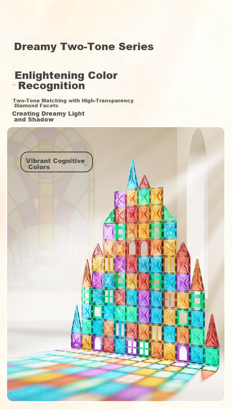 Maiqu Star Children's Toy Magnetic Building Blocks with Colorful Window Panels 3-6 Years Old Puzzle Construction Set 60 Pieces New Year Gift for Boys and Girls 2