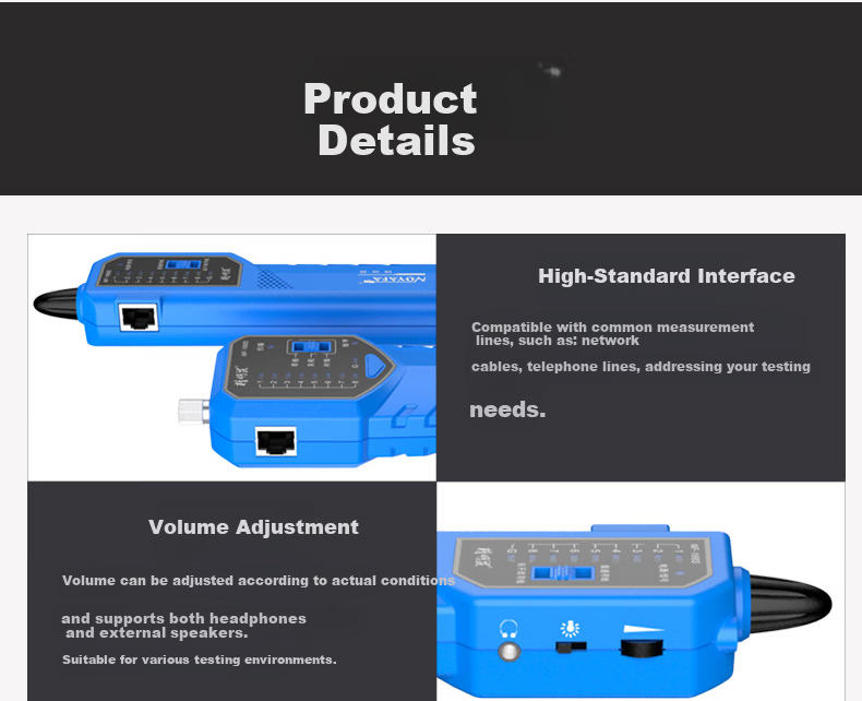 Jingmingshu NF-168V Cable Tester, Professional Multifunctional Network Cable Detector, Network Wire Tracer, Signal Continuity Tester 16