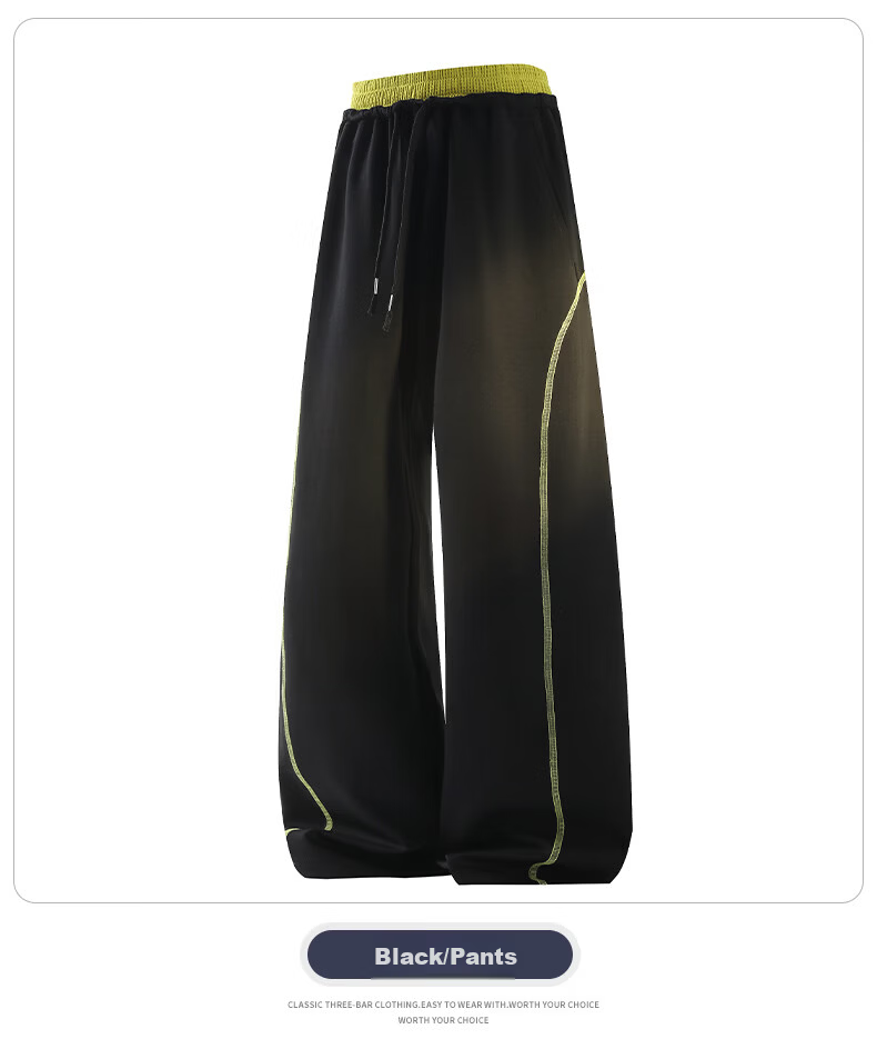 Wassup Sohot Men's Summer Sports Set Solid Color Crew Neck Short Sleeve T-Shirt Loose Fit Sports Pants Two-Piece Set Black XL 18