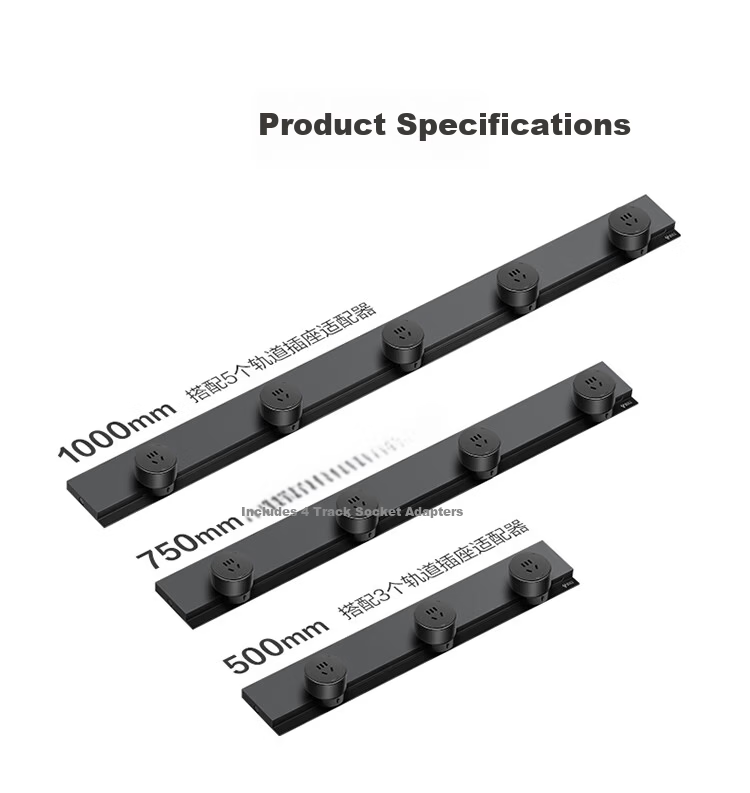 BULL Invisible Track Socket Movable Power Strip Track Rail Socket Dining Cabinet Switch Socket Panel Ultra-thin GB7 50cm + 3 Three-hole Outlets Ink Cloud Gray 3