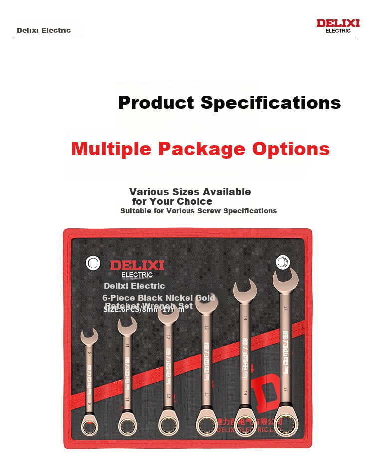 DELIXI ELECTRIC Dual-Use Ratchet Wrench Set, Open-End And Box-End Wrenches, Household And Car Repair Tools, Labor-Saving Wrench Set, 22 Pieces 7
