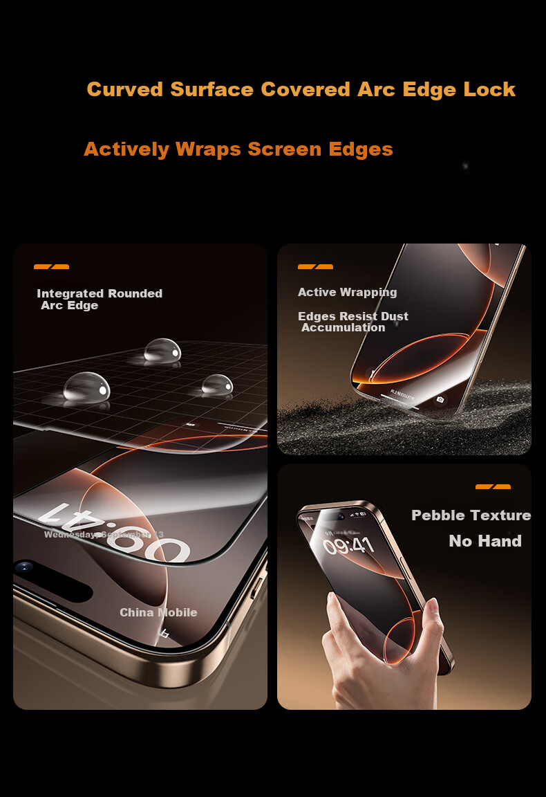 Benks Apple iPhone 16 Pro Max Tempered Glass Screen Protector [King Kong Corning] 3D Curved Sapphire Tempered Glass HD Quick-Apply Protective Film 8