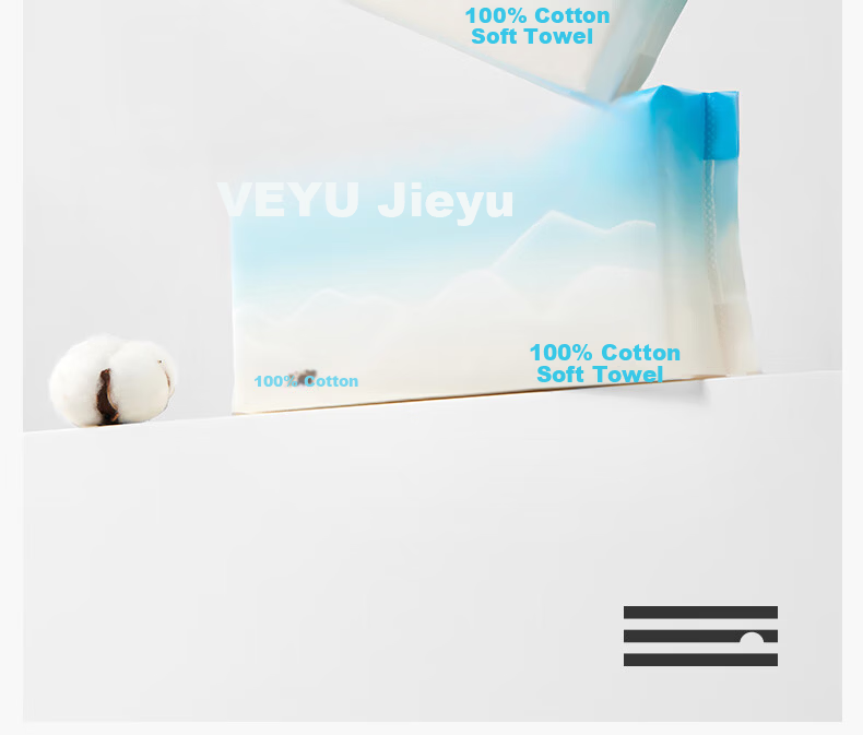 Jieyu [Wu Huang Cat Collaboration] Cotton Soft Towel 60 Sheets 20*20cm Pure Cotton Dual-Use Disposable Face Towel 1 Pack 2