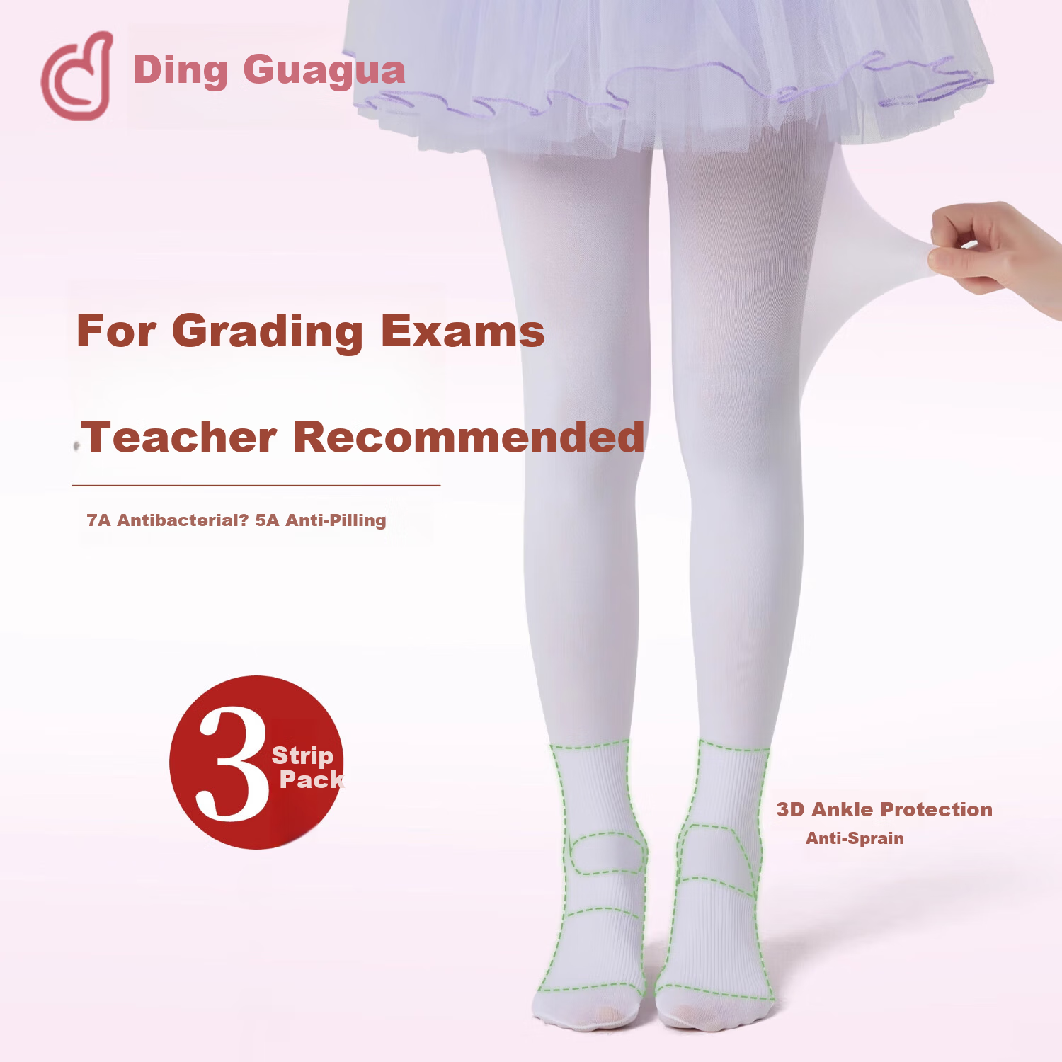 Dingguagua Children's Dance Tights Girls' Practice Pantyhose White Professional Stockings Thin Spring Summer