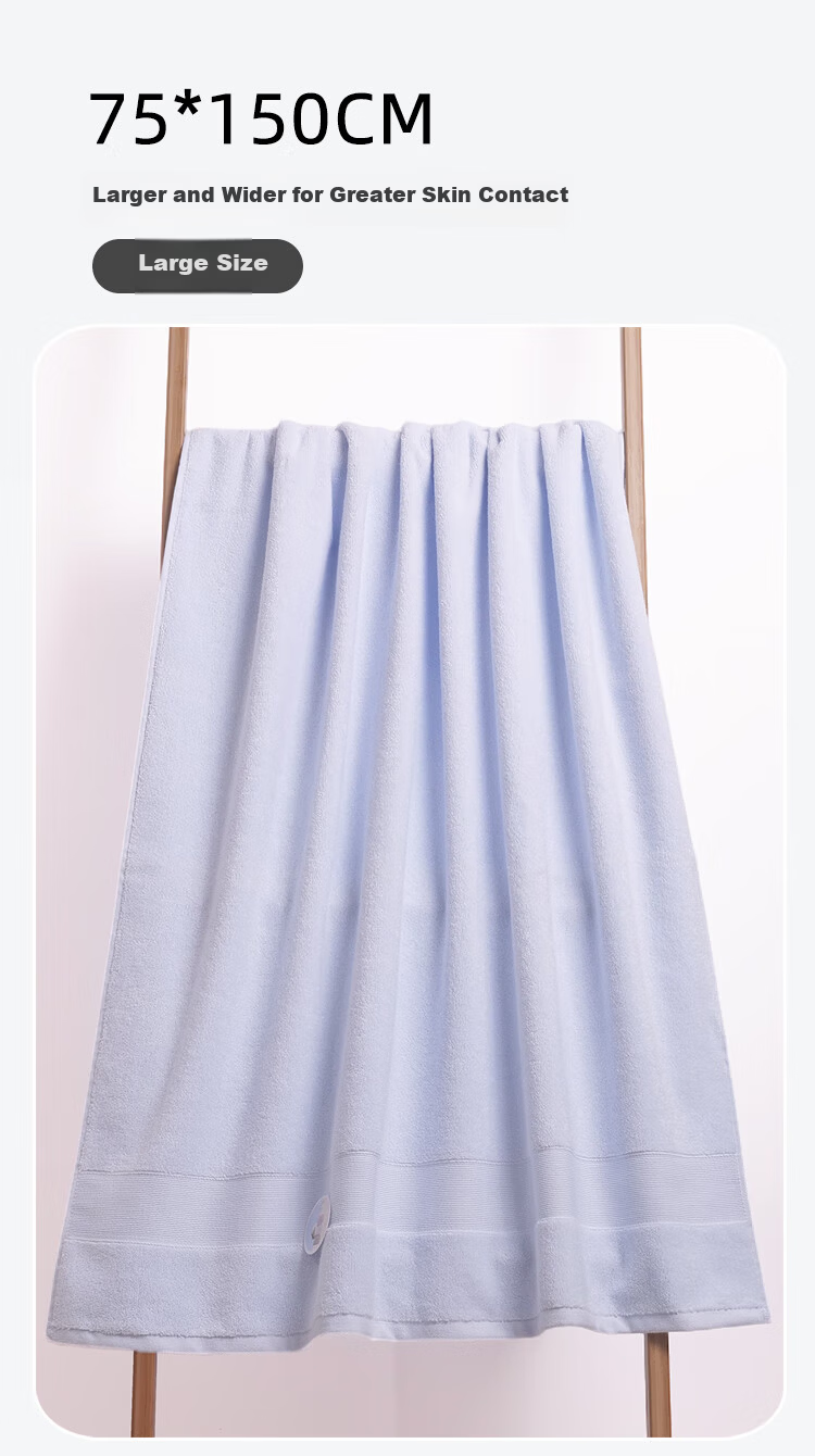 Yaguang Bath Towel, Class A Antibacterial, Combed Long-Staple Cotton, Skin-Friendly, Soft, Absorbent, Quick-Drying, Suitable for Pregnant Women And Infants, Simple Softness, Blue 3