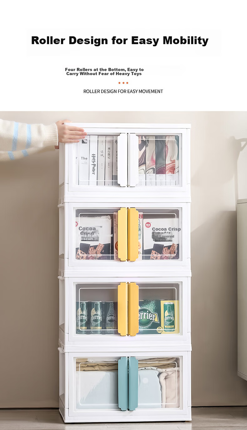 JEKO&JEKO Double Door Storage Cabinet Foldable Book Organizer Children's Wardrobe Storage Box White 1 Piece 9