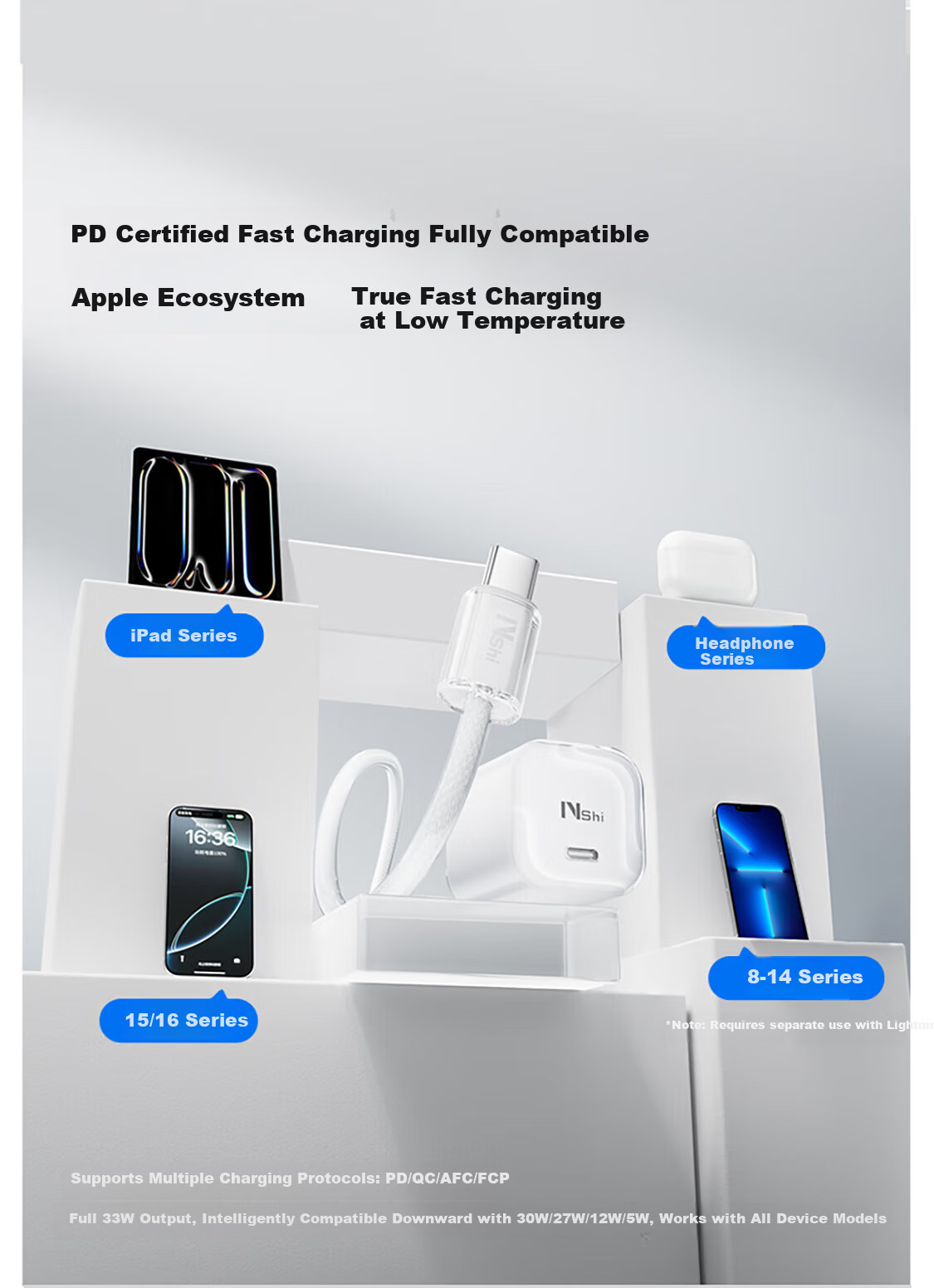 33W Mini Ice Cube PD GaN Charger Compatible with Apple iPhone 16 15 14 13 Pro Max Type-C Tablet 30W Adapter Pink 7