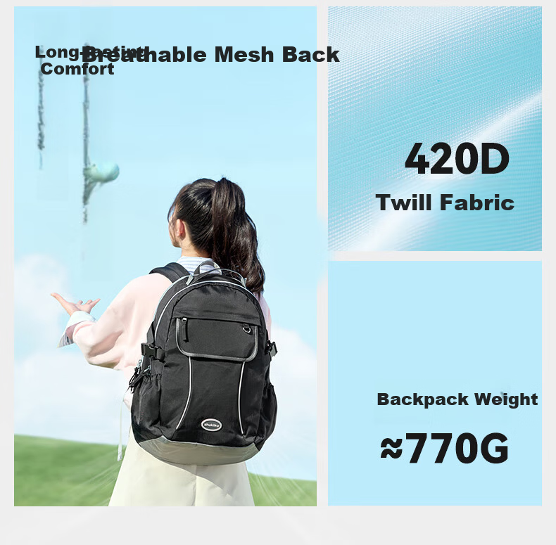 SHUKIKU Youth Simple Lightweight Sports Backpack Double Shoulder School Bag Casual Bag Yunhai Pink L 5