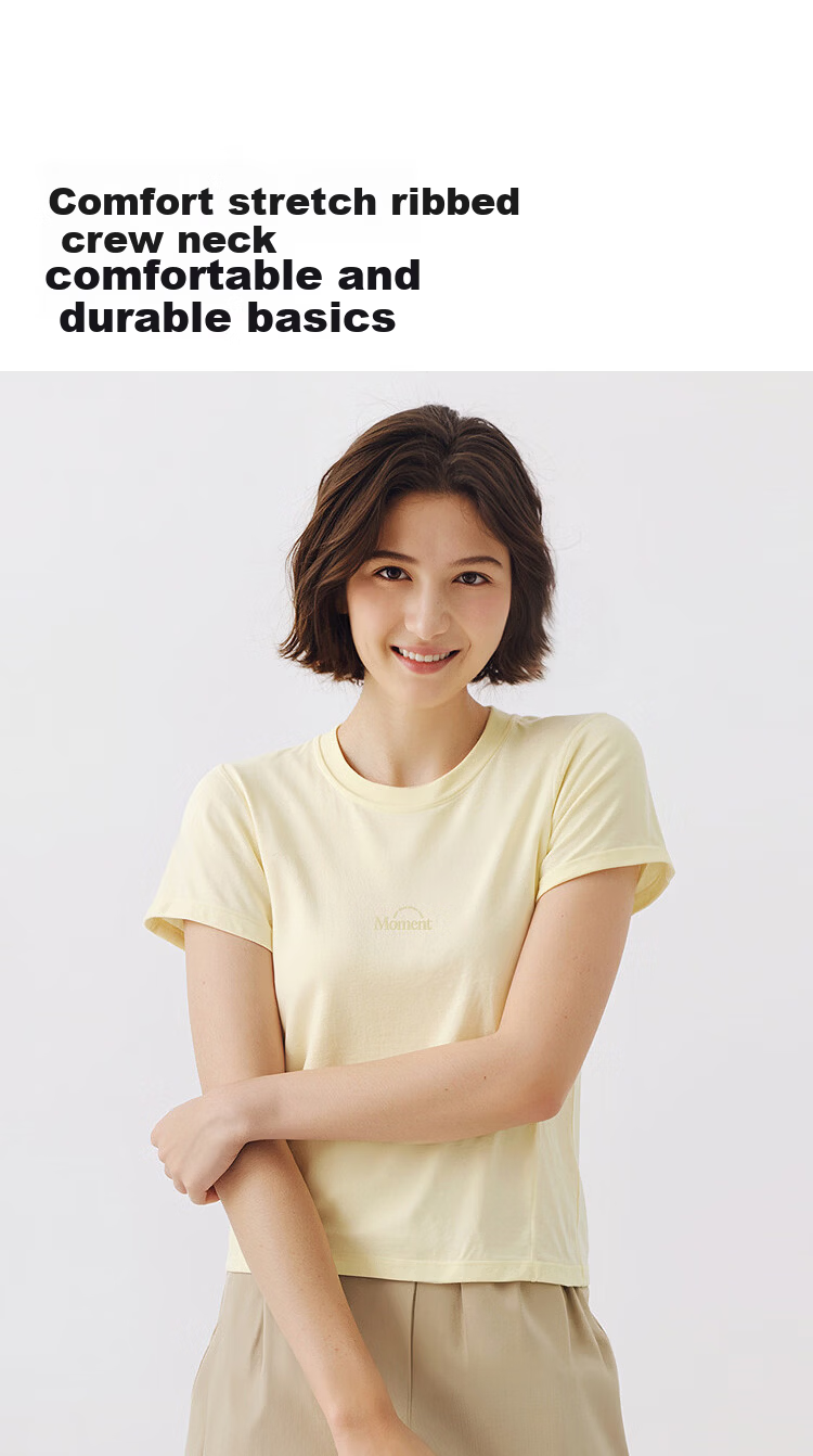 Semir Senrou Women's Summer Short Sleeve T-Shirt Letter Print Slim Fit Basic Simple Pullover Top 101325100017 15