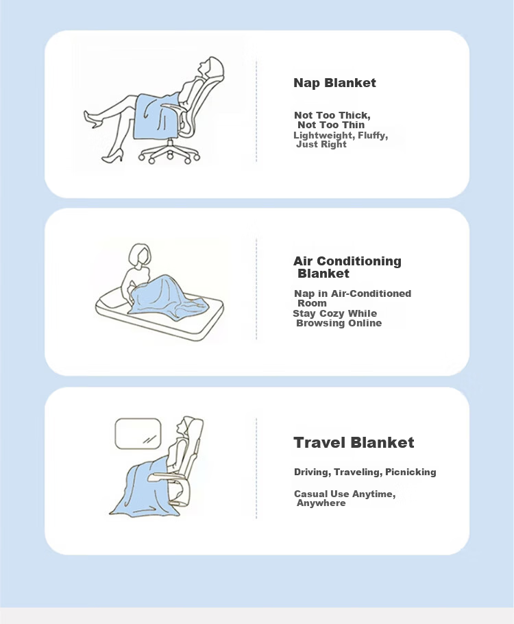 Yuanshenghuo Flannel Air Conditioning Blanket, Office Throw Blanket, Summer Aviation Blanket, 100*120cm, Approximately 500g, Light Gray 8