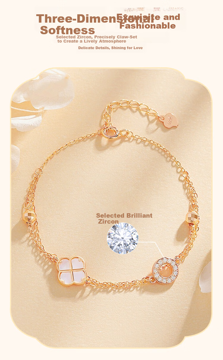 ALLOVE Four-Leaf Clover Silver Bracelet for Women 2026 New Rose Gold Birthday 520 Valentine's Day Gift for Girlfriend Wife 4