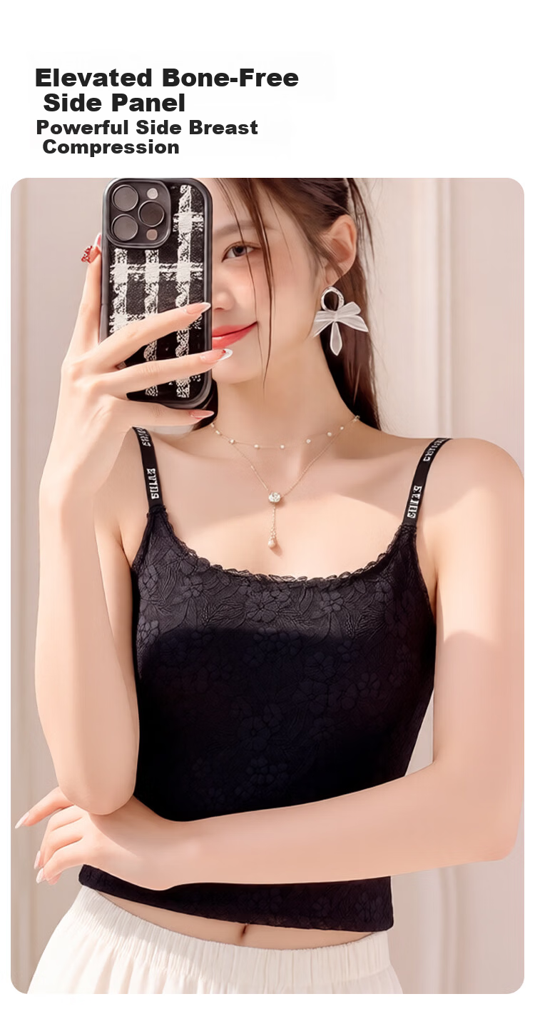 Urban Beauty [No Bra Needed] Lace Camisole Vest for Women Summer with Chest Pad, Stylish Outerwear, Sexy Pure Desire Back Design 8