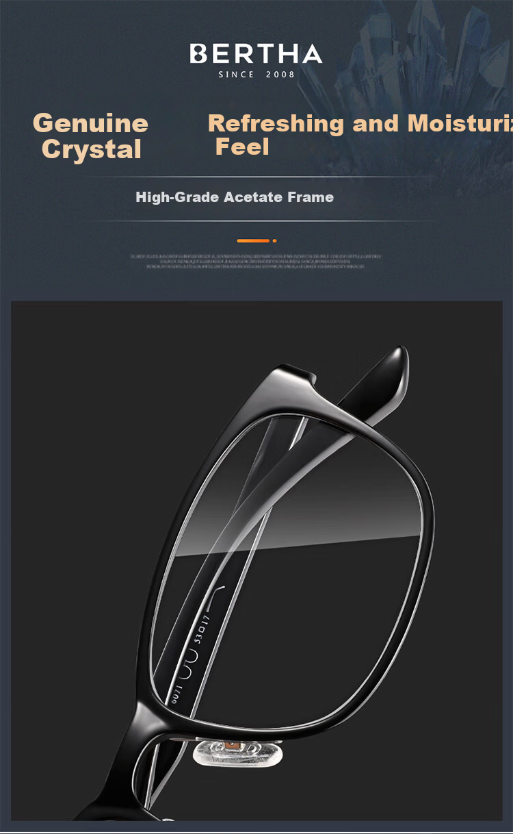 Bertha Natural Crystal Reading Glasses Unisex High-Definition Premium Brand Genuine Middle-Aged and Elderly Donghai Crystal Stone 3