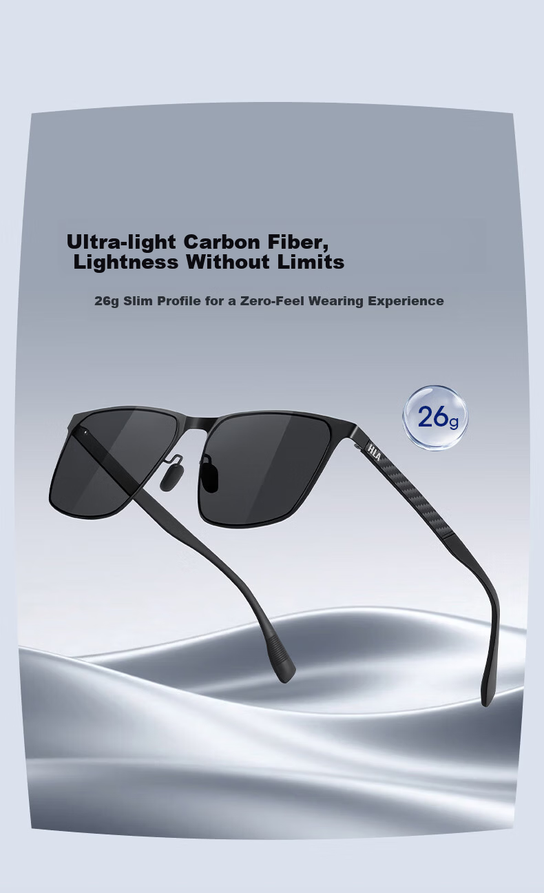 HLA Polarized Sunglasses High-End Carbon Fiber Ultra-Light Men's Driving Sun Glasses 5