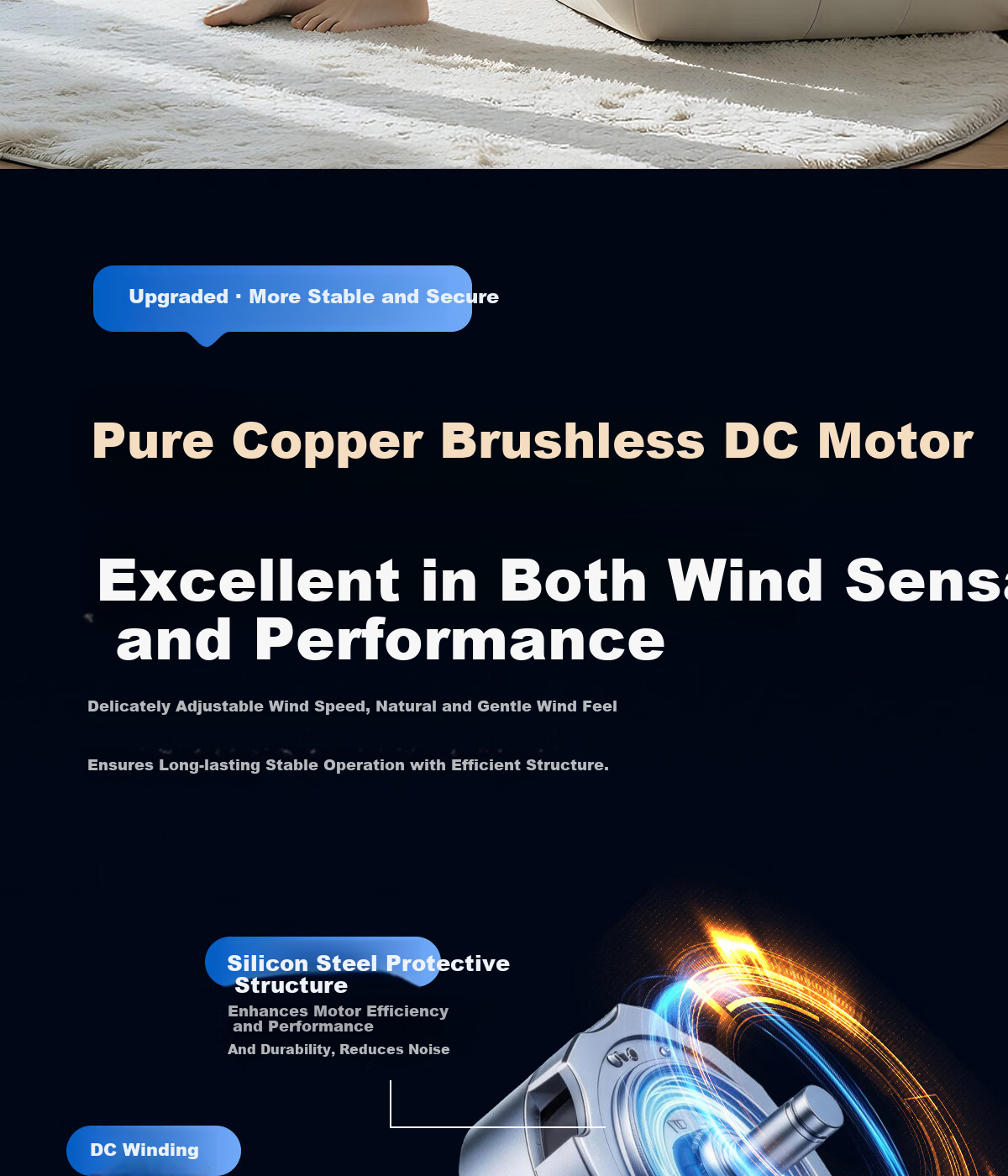 DIAMOND Home Energy-Saving Pedestal Fan [Level 1 Energy Efficiency + DC Inverter + Pure Copper Brushless Motor] Large Airflow Quiet Standing Fan for Living Room XR 8