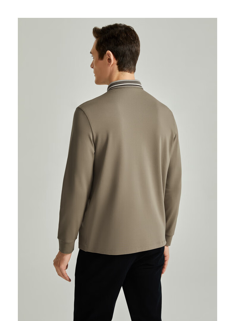 Shachi (SATCHI) Brushed Light-Absorbing Heat-Generating Constant Temperature Color-Block Lapel Business Men's Long-Sleeve T-Shirt Polo Shirt Men's Clothing Autumn Winter Dark Blue Size 46 8