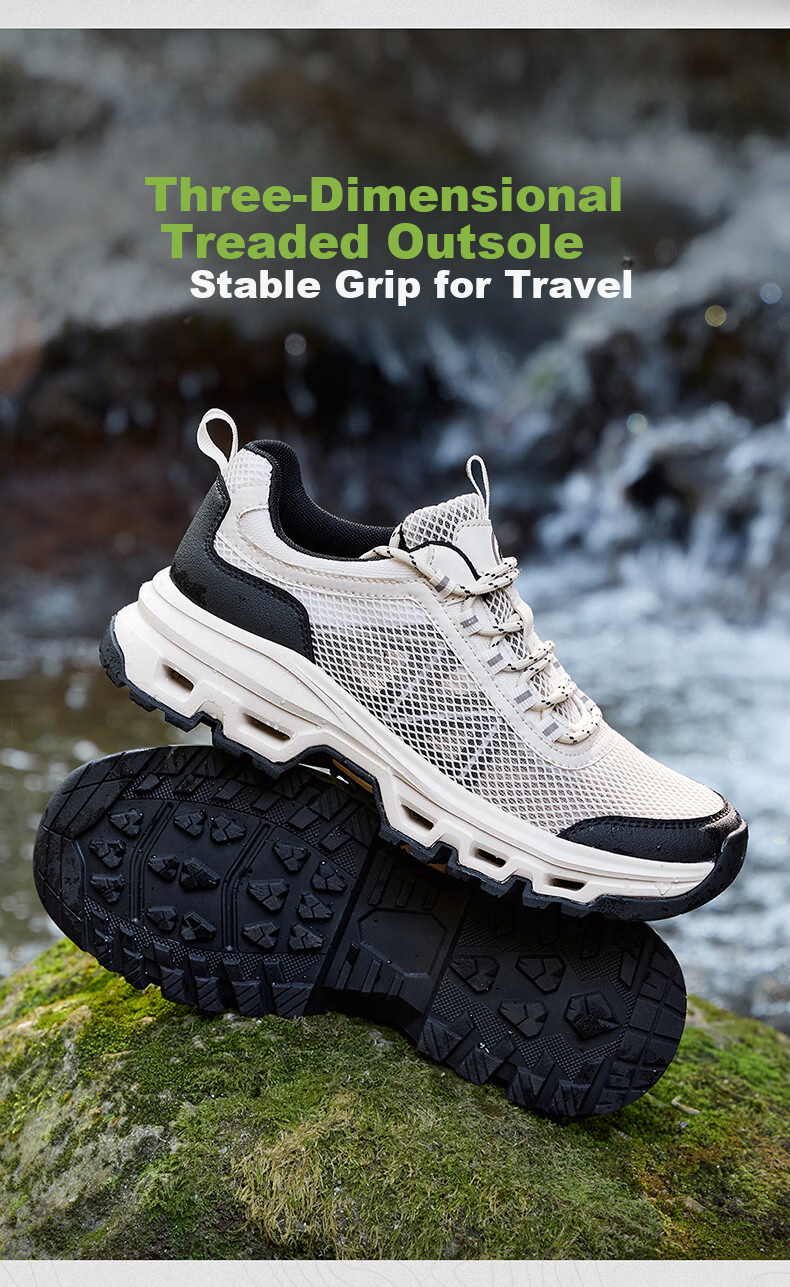 Camel Outdoor Mesh Breathable Men's Shoes Thick Sole Hiking Shoes Casual Walking Shoes P16M342018 Night Black Size 38 8