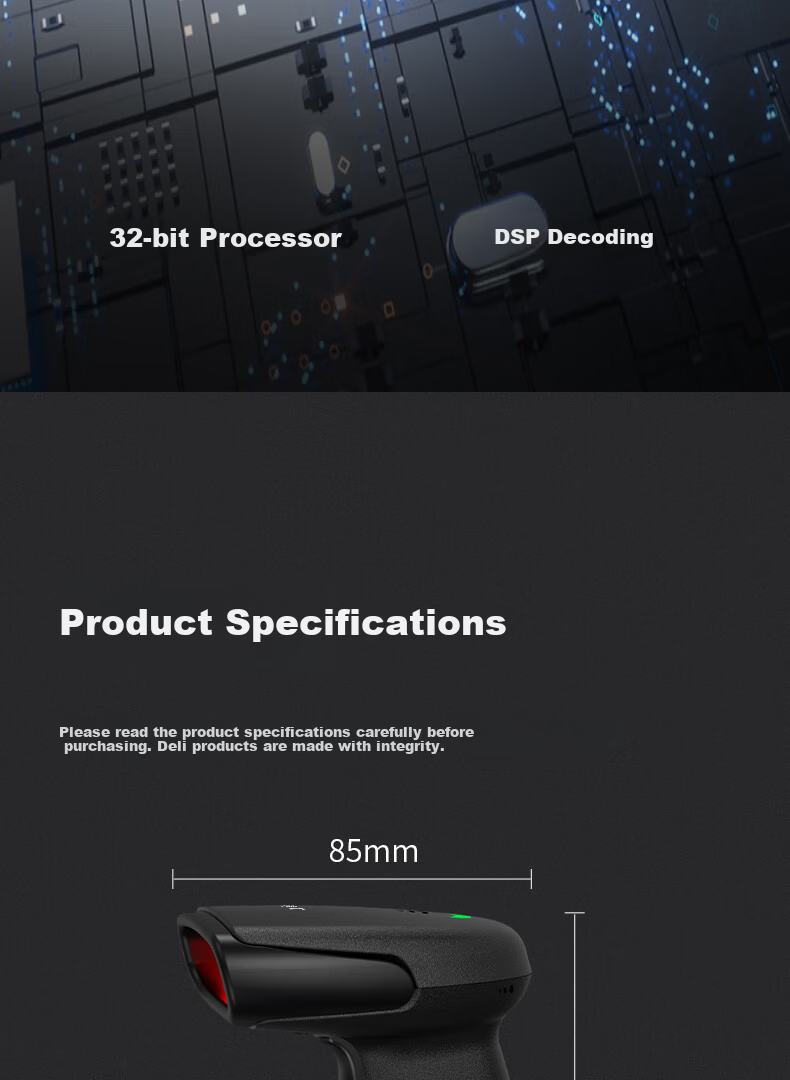 Deli Barcode Scanner, One-Dimensional Scanning Gun for Express Delivery And Logistics Inquiry, Payment Collection, Medical Insurance Payment, Inventory Management, Product Entry Tracking, Supermarket Cashier Barcode Scanner AA131 16