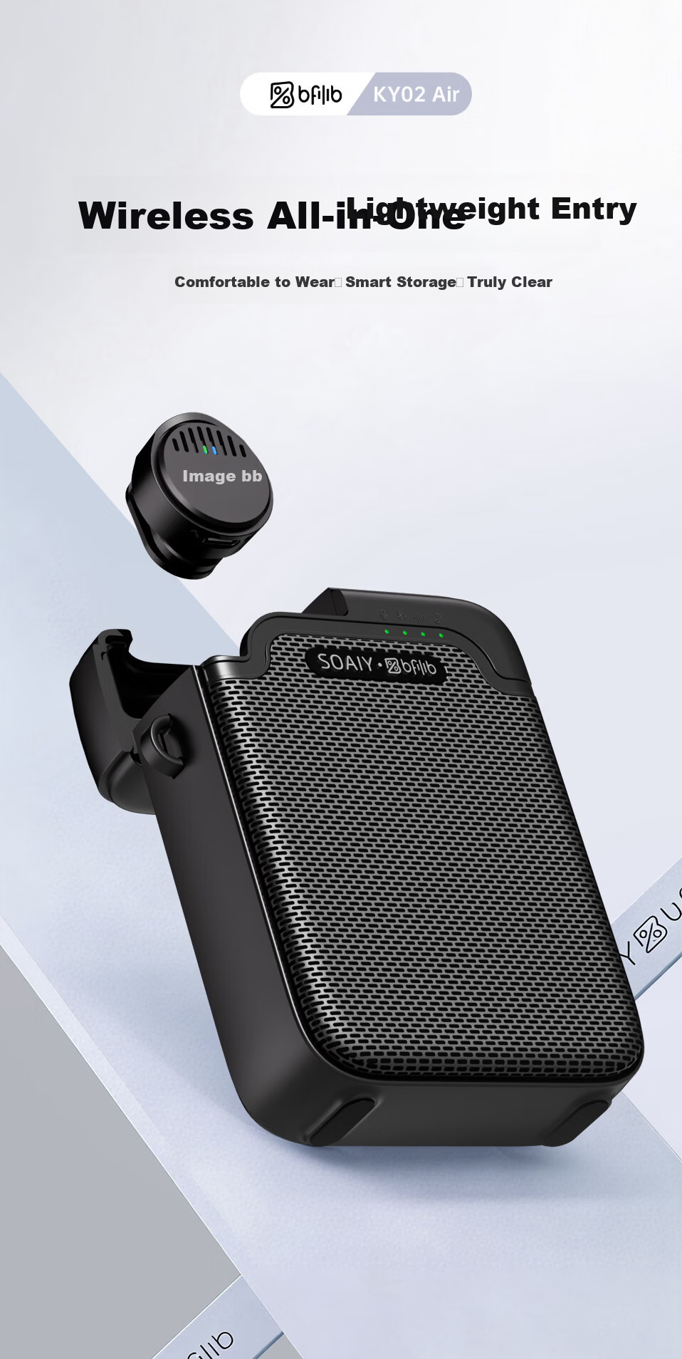 Soaiy KY02AIR Portable Amplifier for Teachers, Anti-Howling Wireless Lapel Microphone, Tour Guide Outdoor Explanation Portable Bluetooth Speaker, Gift for Girls on May 20th, Black 1