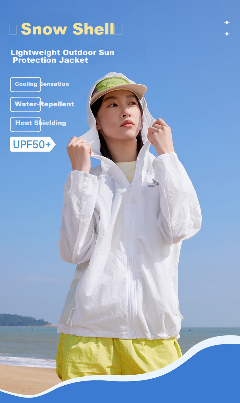 CAMEL Snow Shell Sunscreen Jacket Unisex Ice Cooling Water-Repellent Sports Coat C15BAYL6016D Light Blue L 6