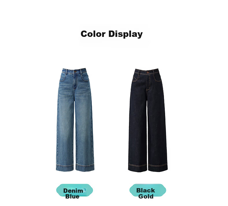 ESE-Y 2026 Spring New Slimming Wide-Leg Cropped Pants for Women, Black Gold, Size 28 25