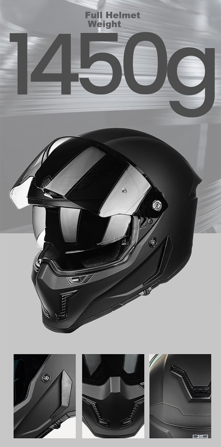 ILM Motorcycle Full Face Helmet 3C Certified Winter Retro Cruiser Helmet Obsidian Black L (56-57CM) 9