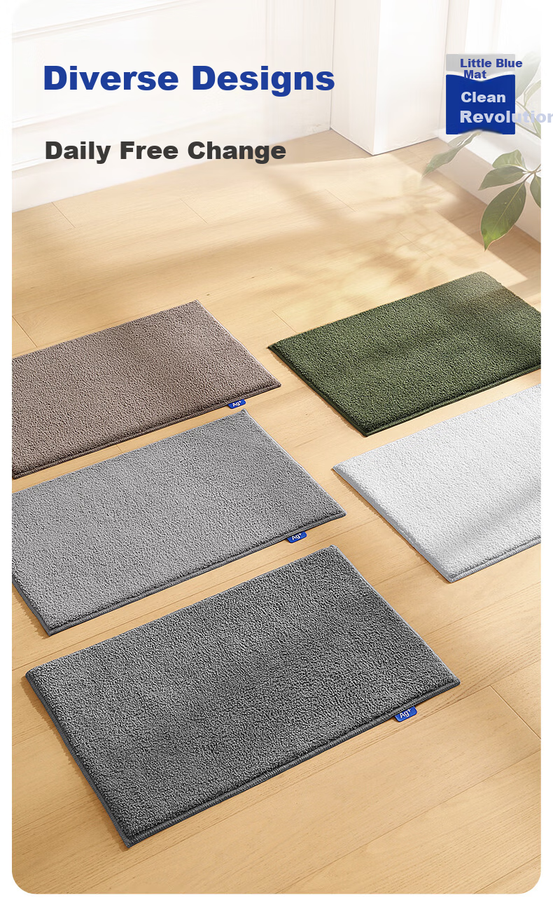 Da Jiang Small Blue Removable Washable Floor Mat Bathroom Door Water Absorption Foot Mat Toilet 50x80cm Carpet Surface Only 1 Piece 4