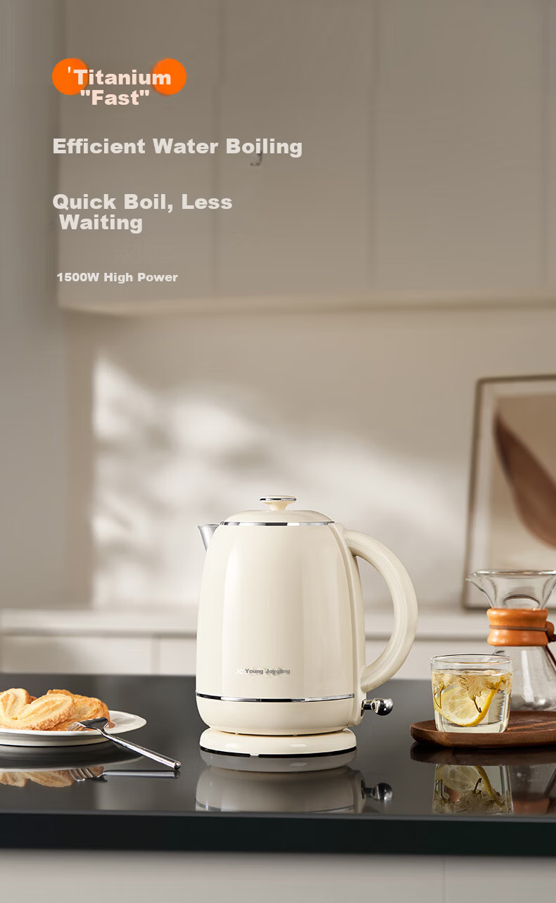 Joyoung Electric Kettle, Water Boiler, 99.9% High-Purity Titanium, Food-Grade 316L Stainless Steel, 1.5L Capacity, K15FD-W801 12
