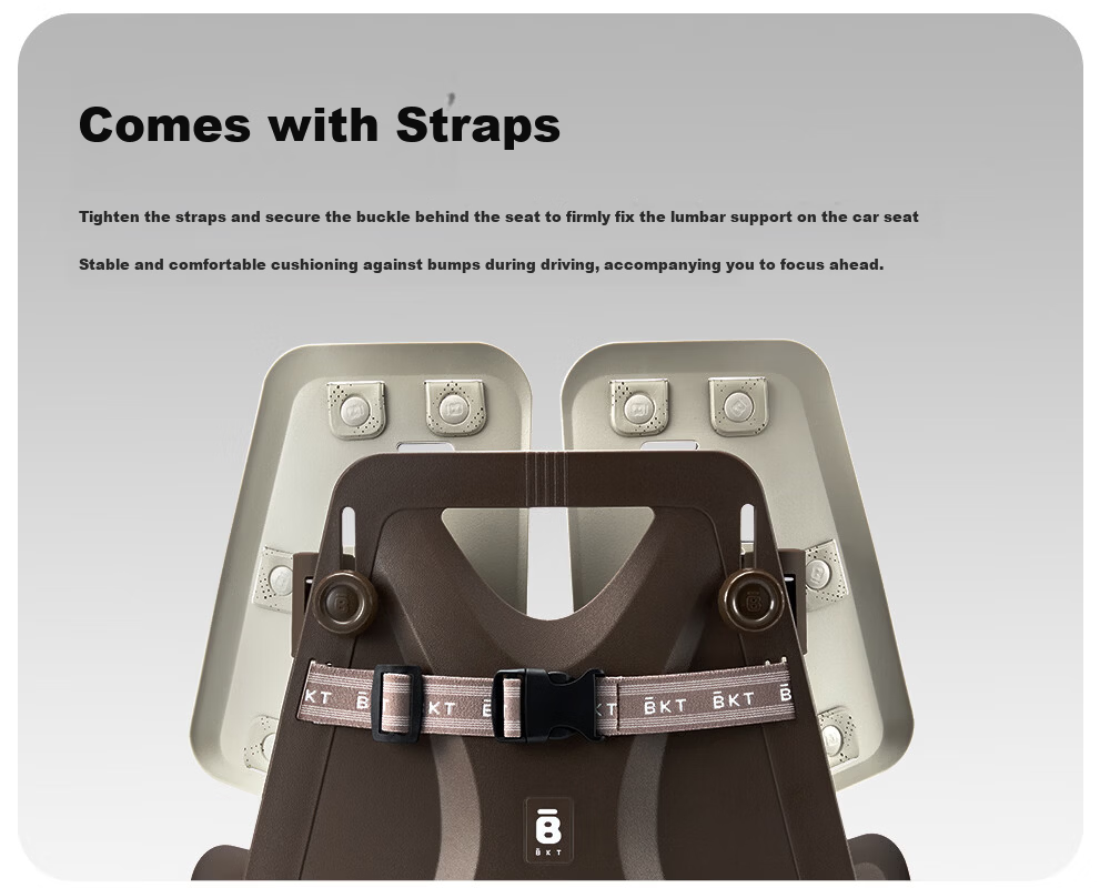 BKT Car Lumbar Support Cushion Driving Waist Pillow Long Drive Seat Backrest Office Chair Holiday Gift 10