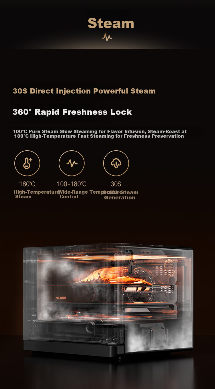 JD Jingzao New Home Micro Steam Oven All-in-One Smart Microwave Oven Toaster Steamer Air Fryer Multifunctional Inverter 28L Popular Cooking Stove WRA106 7