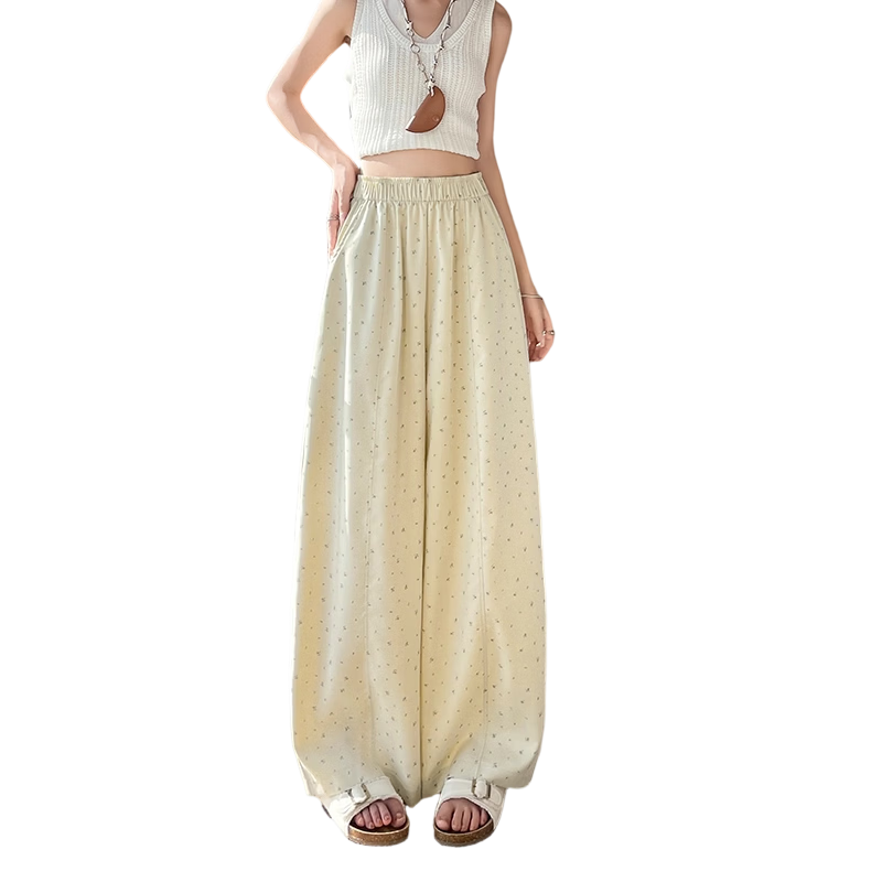 2026 New Summer Women's Loose High-Waist Wide-Leg Floral Casual Pants