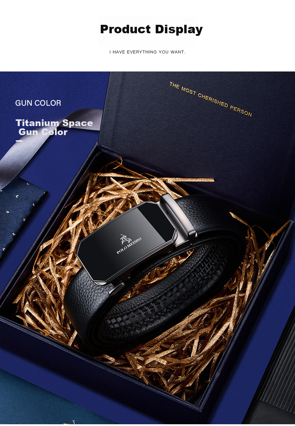 Paolo Mest Men's Genuine Leather Automatic Buckle Belt Gift Box Practical Birthday Present for Boyfriend Husband Father 33