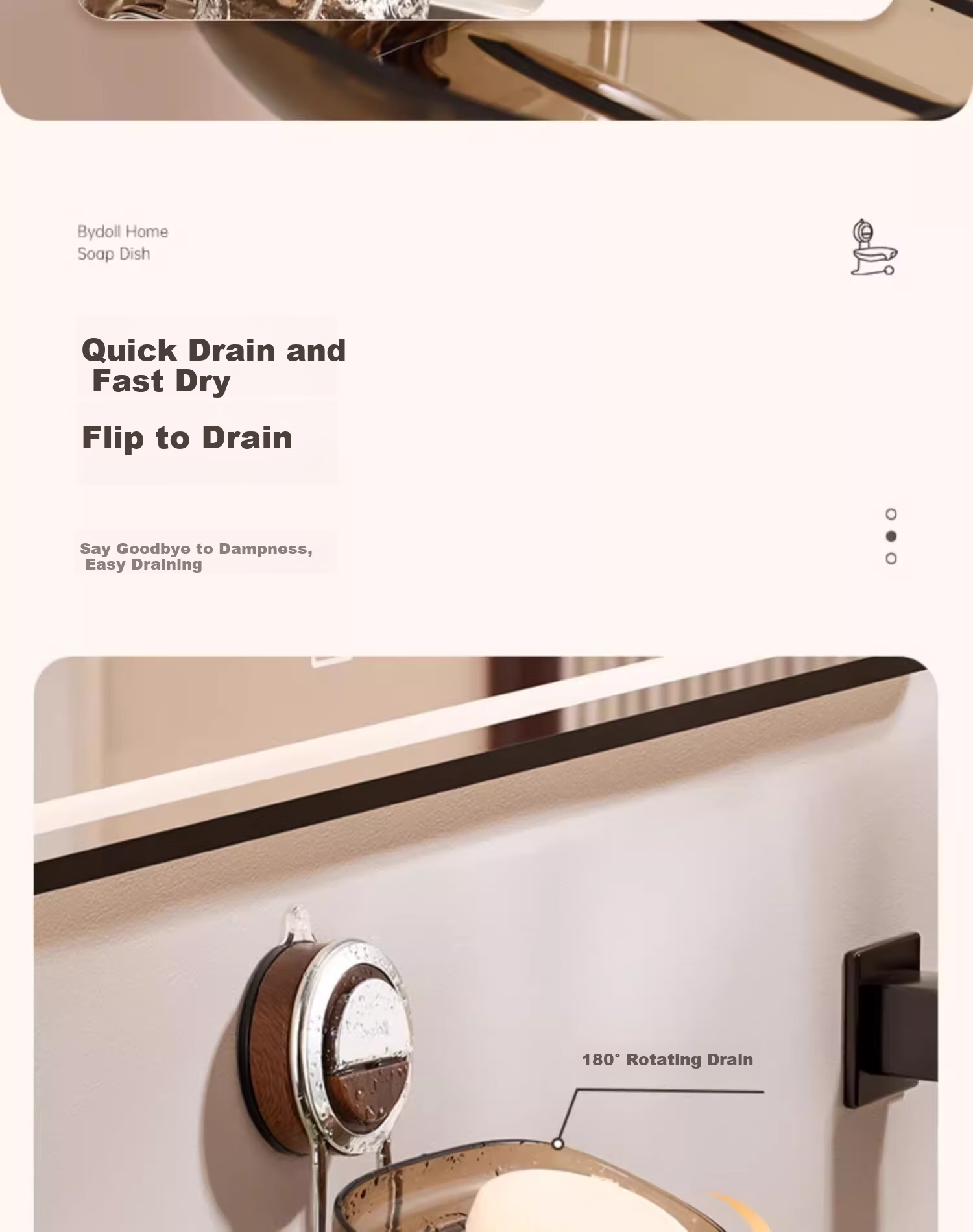 Bydoll Suction Cup Soap Box Wall-Mounted No-Drill Soap Holder Household Bathroom Drainage Soap Rack 2025 Double Model 5
