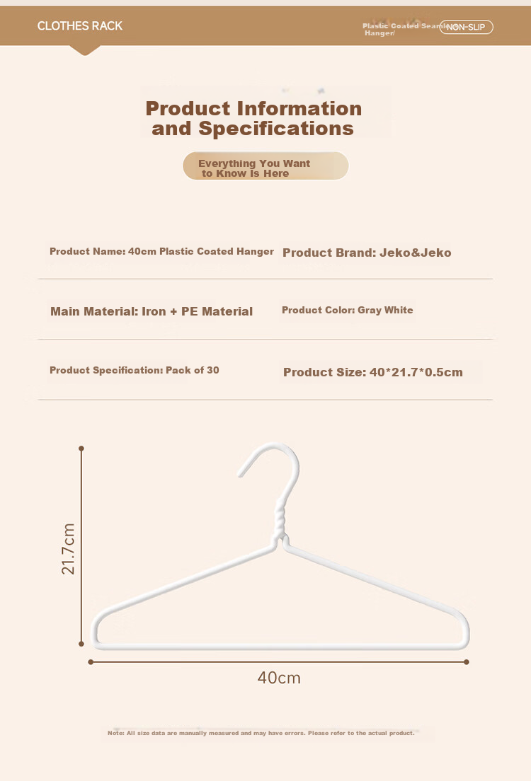 JEKO&JEKO Heavy-Duty Clothes Hangers, Non-Slip And Traceless, for Home Use, Wardrobe Hangers, Drying Rack 8