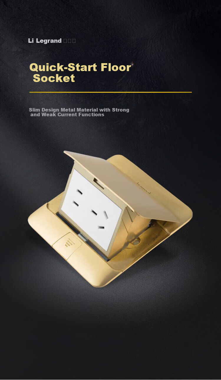 LEGRAND Flat Push-In Thin Concealed Sliding Cover Floor Socket, Silver - Five-Hole Floor Socket [Base Box Not Included] 1