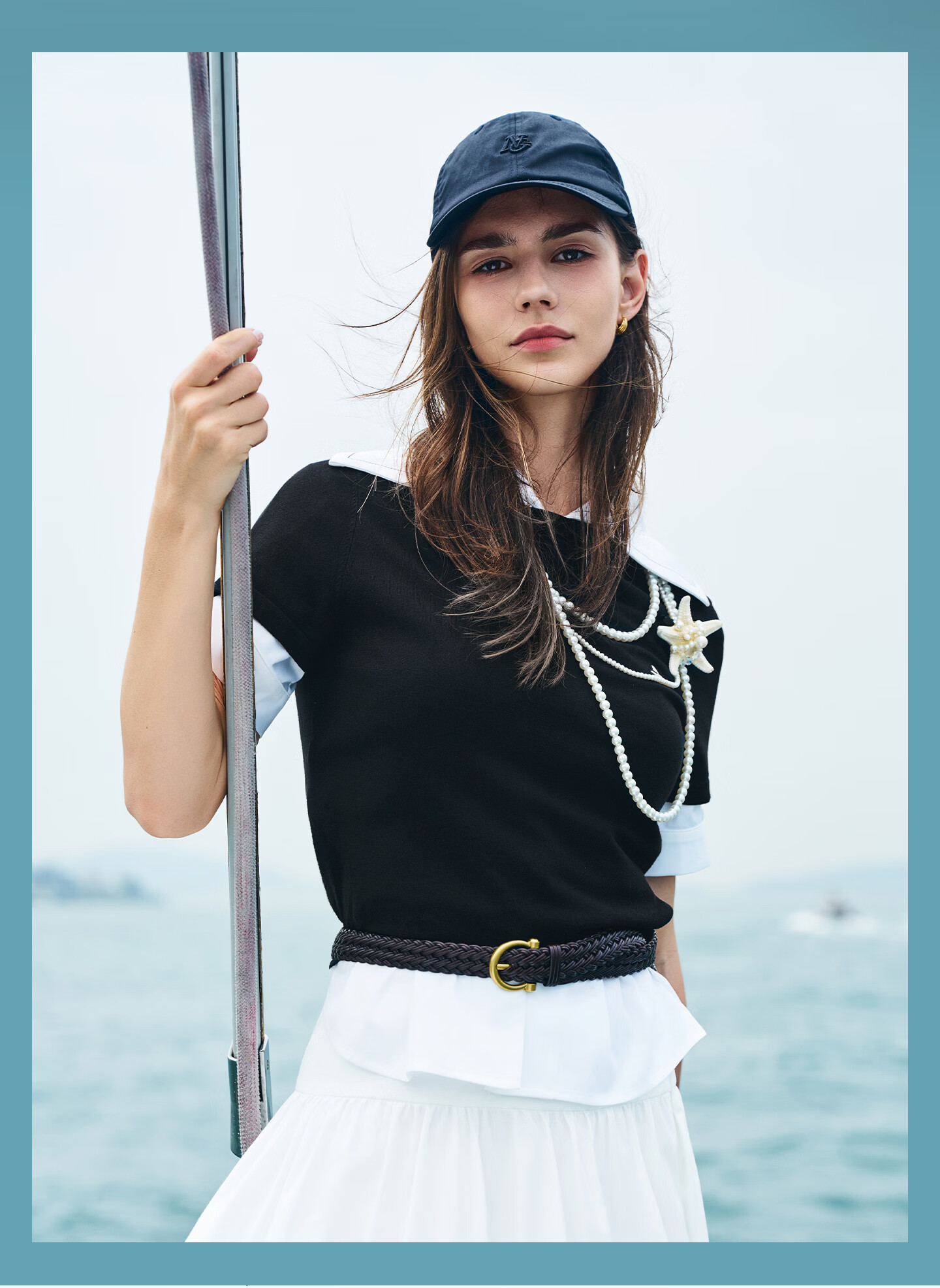 Navigare Small Sailboat Basic Short Sleeve T-Shirt Women 2026 New Round Neck Solid Color Knit Top 2325506507 2