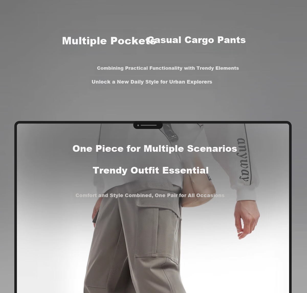 CAMEL [Wang Junkai Edition] Outdoor Casual Multi-Pocket Cargo Pants Hiking Mountaineering Windproof Durable Autumn Winter Trousers 2