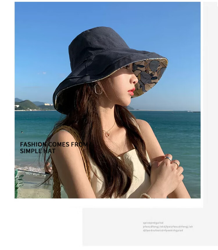 Xueqiman Double-Sided Sunshade Fisherman Hat for Women, UV Protection, Spring and Summer Outdoor Travel, Face-Covering Wide Brim, Foldable Sun Hat 23