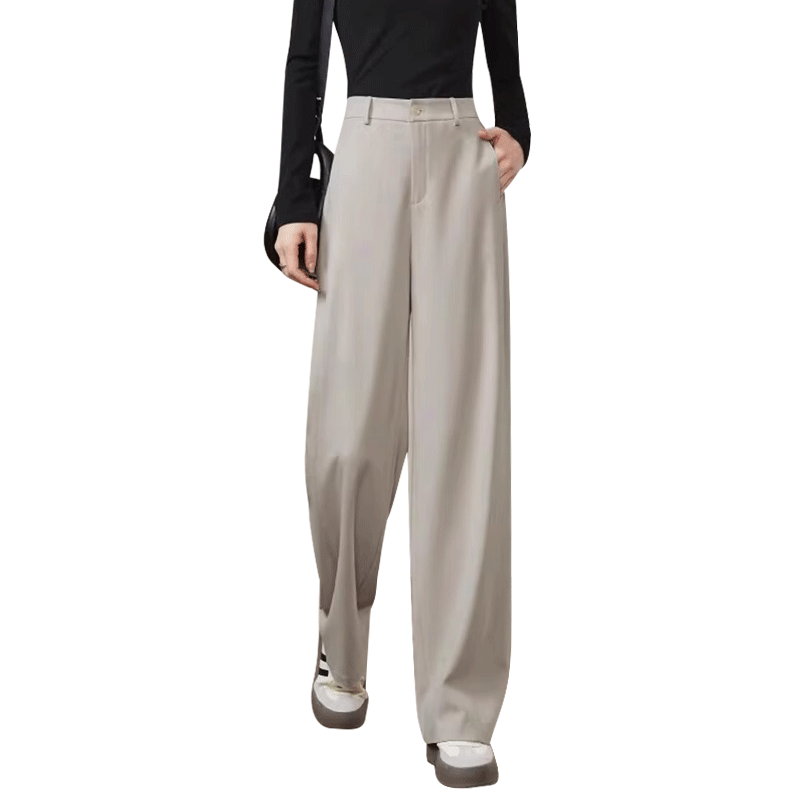 Langsha Women's Straight-Leg TR Twill Suit Pants High-Waist Draped Trousers Narrow and Wide-Leg Casual Pants Spring Autumn Workwear