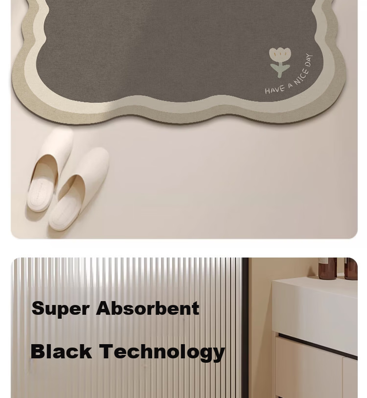 Bodisi Bathroom Bath Mat Absorbent Non-Slip Entrance Kitchen Toilet Floor Mat Home Rug 90x60CM 5