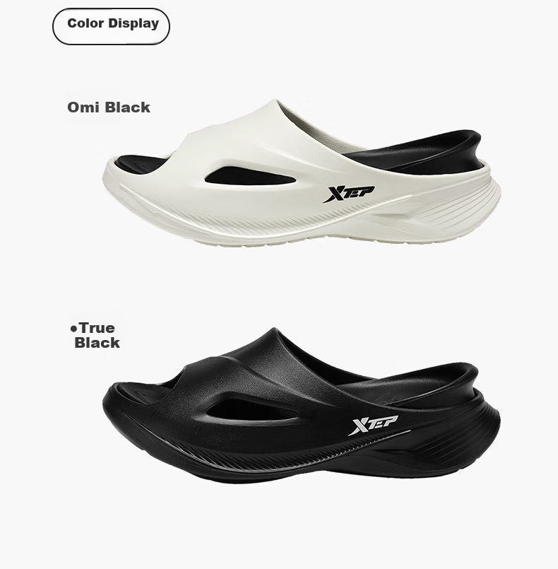 XTEP Men's Sports Slippers Casual Outdoor Summer Beach Sandals A027 Black Size 38-39 4