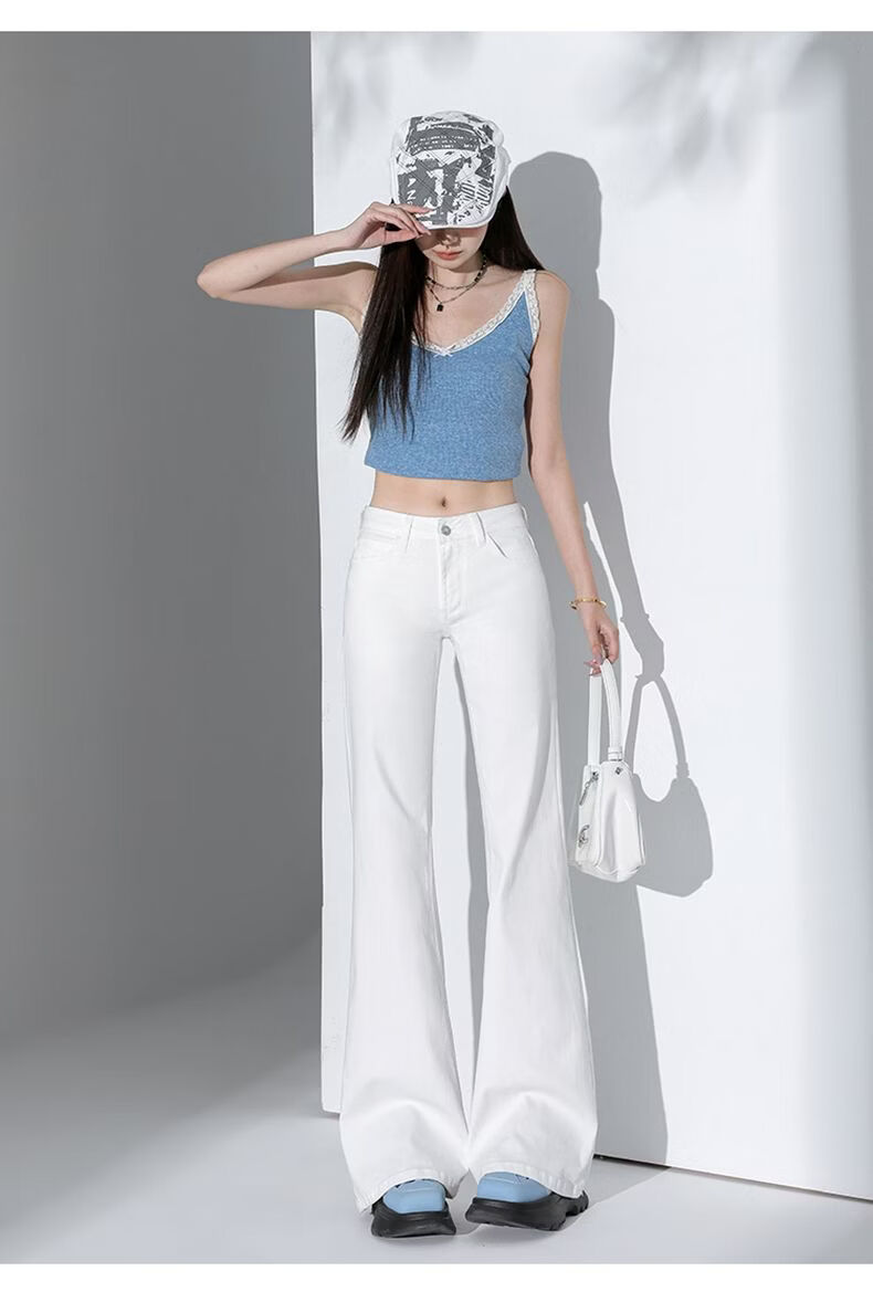 Jeanswest Women's 2026 High-Waist Retro Loose Slim Fit Light Blue Flared Jeans S 16