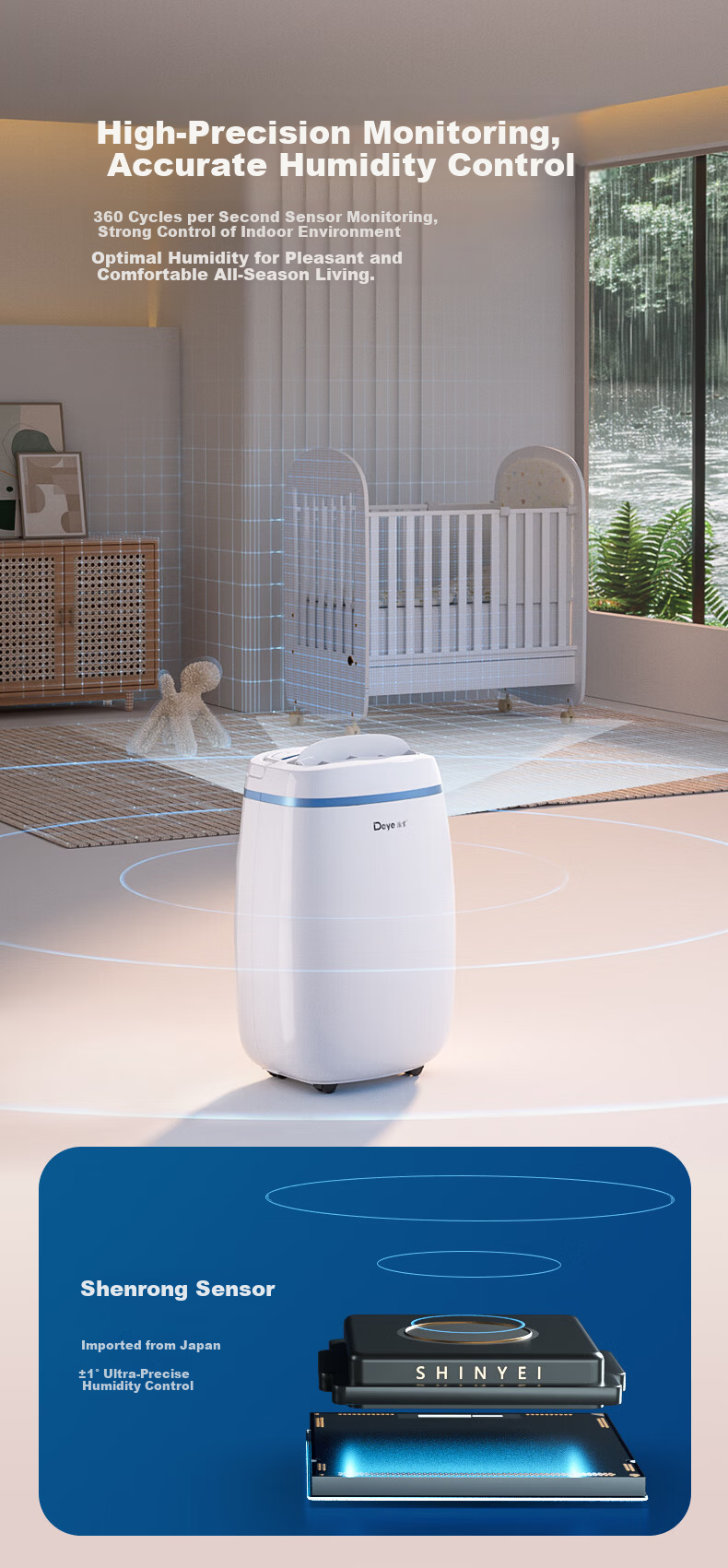 Deye Dehumidifier, Dehumidification Capacity 25 Liters/day, 45 Square Meters Household Quiet Basement Moisture Remover Dryer for Living Room And Bedroom, Mobile Phone Smart Control DYD-T22A3 4