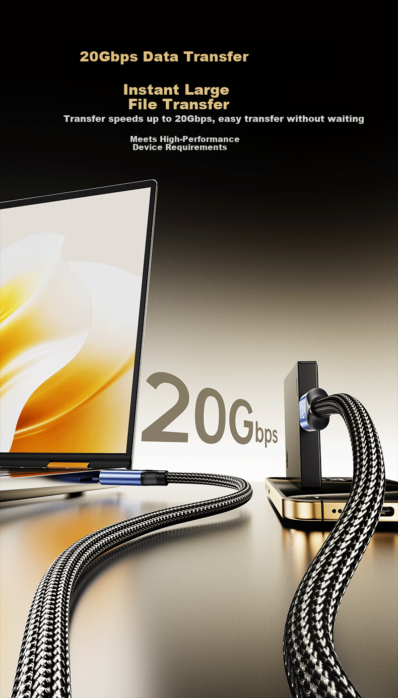 BIAZE USB4 Data Cable 0.2m Short Cable 20Gbps Thunderbolt 4/3 Type-C Full-Function 4K Display PD 100W Fast Charging for Apple Laptop Hard Drive Enclosure 3