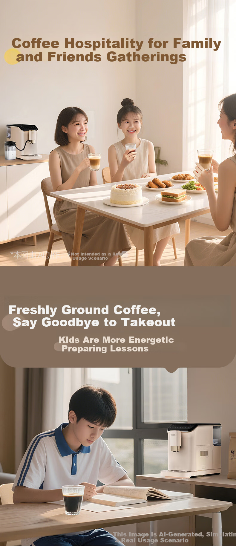 Gevi Fully Automatic Coffee Machine Small Grinder Integrated Italian American Coffee Dual Heating System GV-K01S One-Key Bean Cleaning [7-Day Free Trial] [Price Protection 618] 30