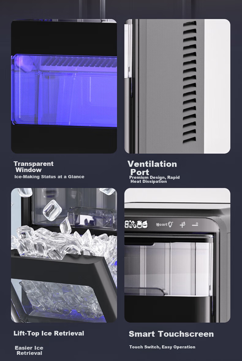 Wellcome Small Ice Maker Crescent Ice Thickened WIFI Fully Automatic Small Ice Maker UV Sterilization Ice Machine 20