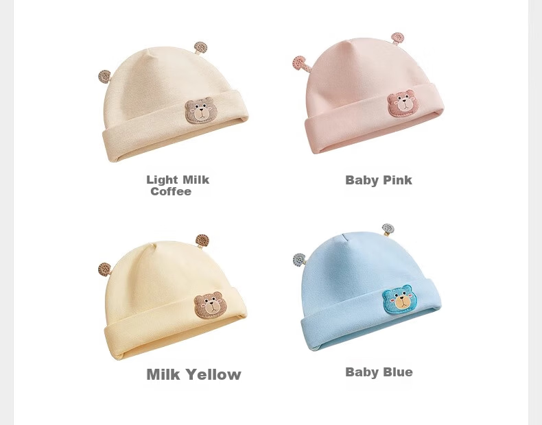 Aibedila Baby Hat Newborn Infant Seamless Cap Autumn Winter Cotton Soft Spot Protection Hat Unisex Baby Cotton Hat 0-6 Months 17