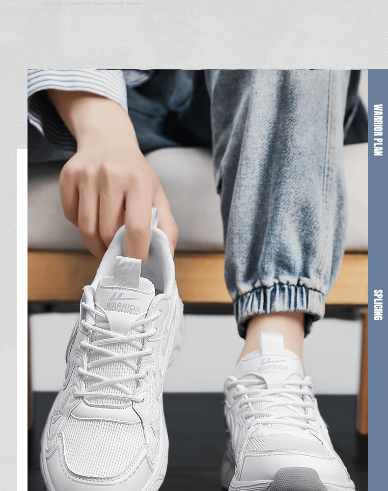 Warrior Men's Spring Casual Sports Shoes 2026 New Men's Mesh Shoes White Gray Size 40 1