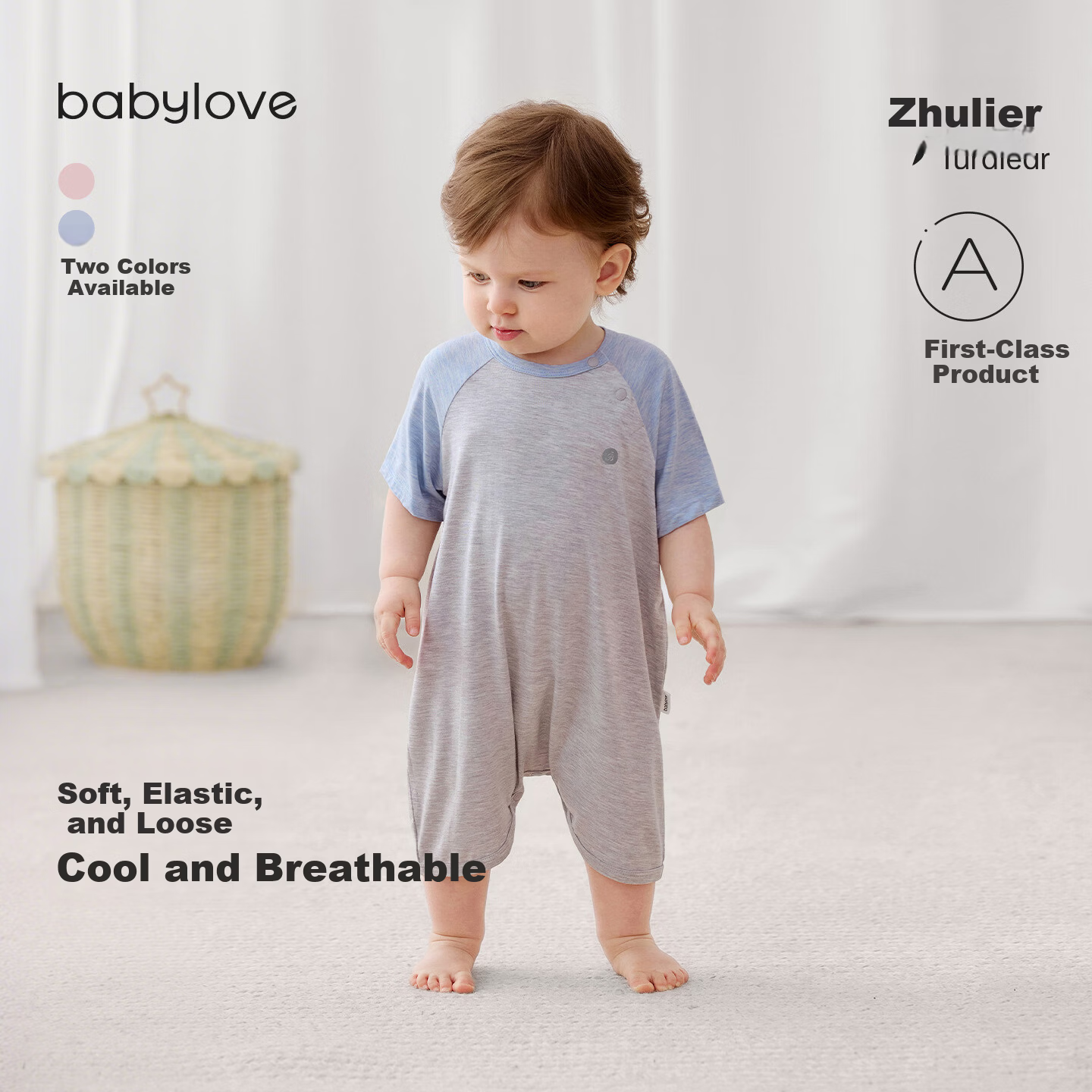 Babylove Baby Summer Thin Breathable Bamboo Fiber Short Sleeve Romper Jumpsuit Casual Sleepwear